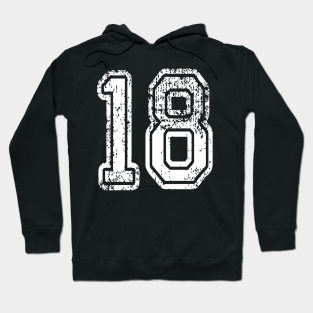 18 Hoodie - Number 18 Grungy in white by BruiserStang
